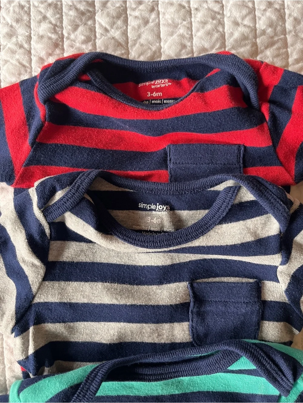 Carter’s Long-sleeve Striped Onesies with Pockets 6m